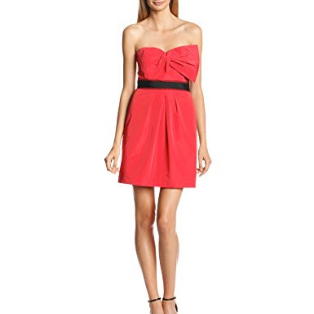 New BCBGMaxAzria Bow Dress XS Red Mini Cocktail